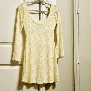 Charlotte Russe Cream Lace Long Sleeve Dress